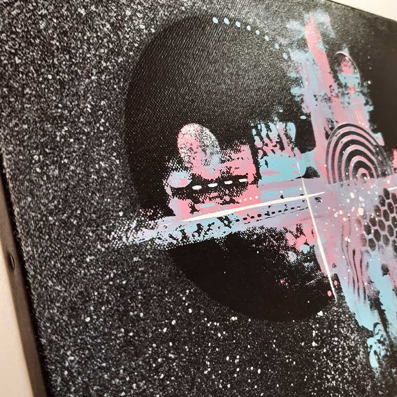 Tableau abstrait Black Space vu de biais, côté gauche