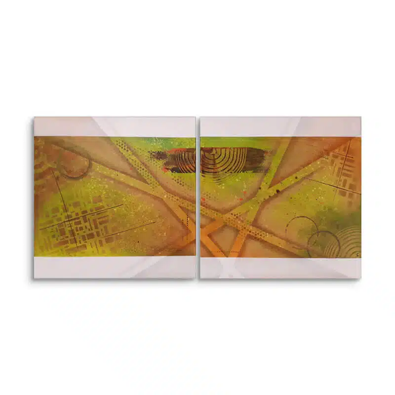 tableau abstrait diptyque avec peinture acrylique