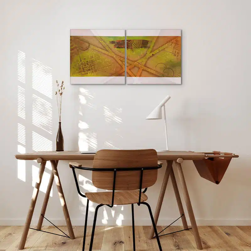 tableau abstrait diptyque avec peinture acrylique