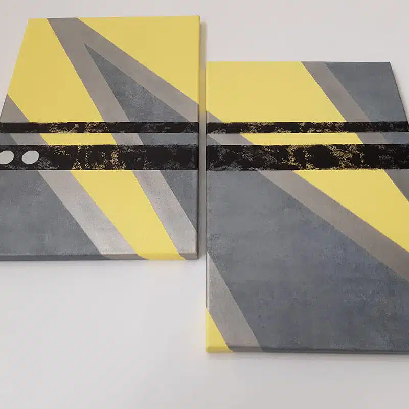 tableau abstrait diptyque avec peinture acrylique