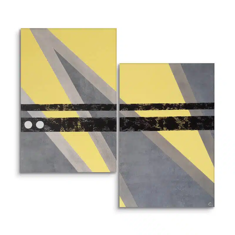 tableau abstrait diptyque avec peinture acrylique