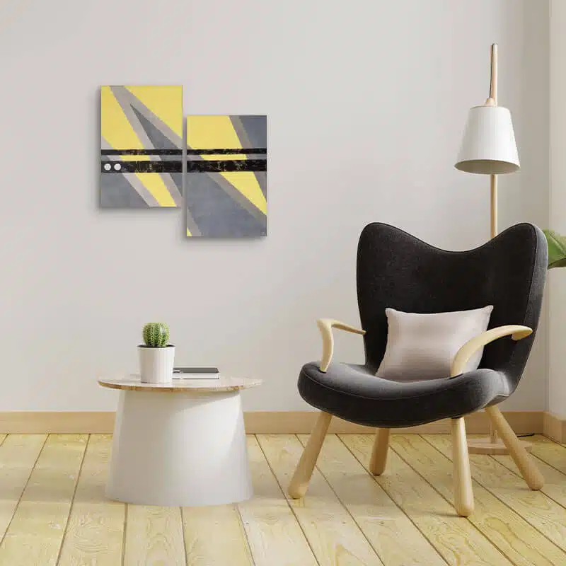 tableau abstrait diptyque avec peinture acrylique